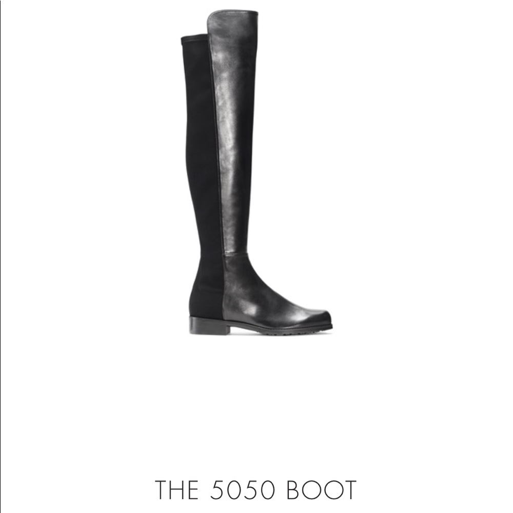 Stuart Weitzman 5050 stretch flat boot, black, 8